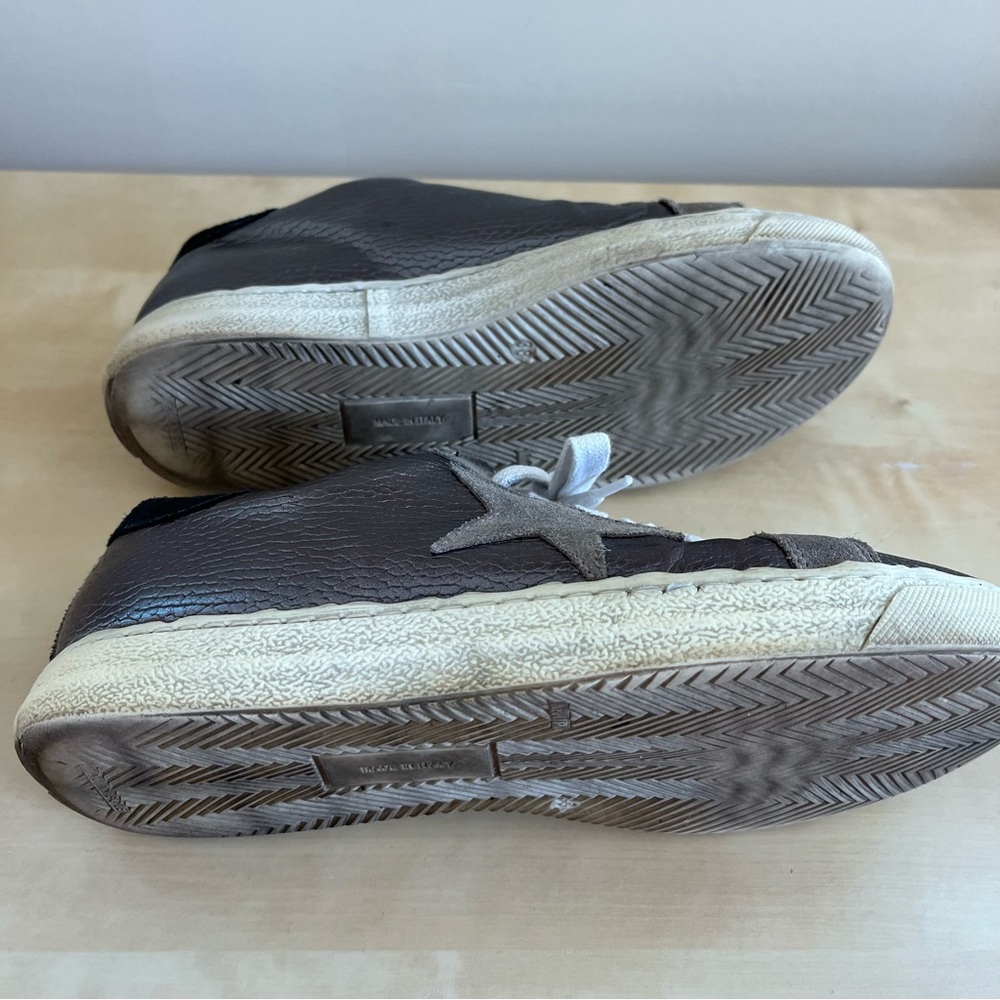 The Shoe Box charcoal silver metallic Leather Sneakers - Picture 6 of 8